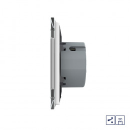 Двухклавишный проходной/перекрестный сенсорный выключатель Livolo Quadro с функцией радиоуправления, 1 пост, цвет белый