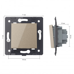 Одноклавишный механический выключатель Livolo, цвет шампань (механизм), VL-C7-K1-16