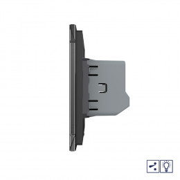 Двухклавишный проходной/перекрестный сенсорный диммер Livolo, 1 пост, цвет черный