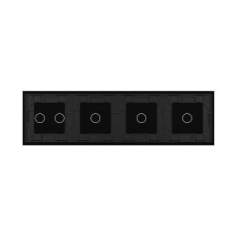 Панель для четырех сенсорных выключателей Livolo, 5 клавиш (1+1+1+2), цвет черный, стекло