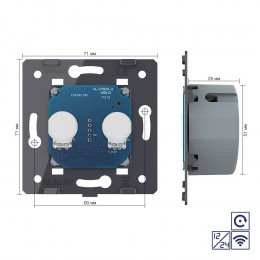 Двухклавишная сенсорная кнопка Livolo 12/24В с функцией радиоуправления (механизм) VL-C702CHR