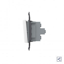 Двухклавишный простой и проходной механический выключатель Livolo, цвет белый (механизм), VL-C7-K2S-11