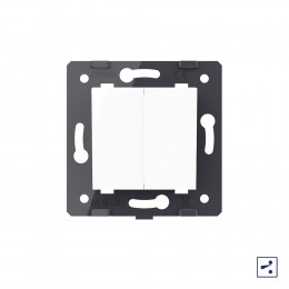 Двухклавишный простой и проходной механический выключатель Livolo, цвет белый (механизм), VL-C7-K2S-11