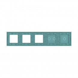 Панель для 2-х сенсорных выключателей и 3-х розеток Livolo, 3 клавиши (1+2), цвет зеленый, стекло