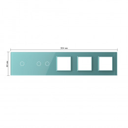 Панель для 2-х сенсорных выключателей и 3-х розеток Livolo, 3 клавиши (1+2), цвет зеленый, стекло