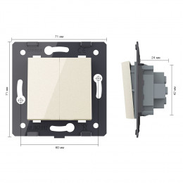 Двухклавишный механический выключатель Livolo, цвет жемчужный (механизм), VL-C7-K2-14