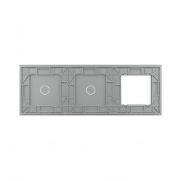 Панель для розетки и двух сенсорных выключателей Livolo, 2 клавиши (1+1), цвет серый, стекло
