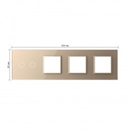 Панель для сенсорного выключателя и 3-х розеток Livolo, 2 клавиши, цвет золотой, стекло