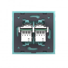 Розетка телефонная двойная RJ-11 кат.3 Livolo, 1 пост, цвет зеленый