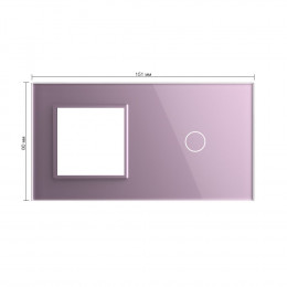 Панель для розетки и сенсорного выключателя Livolo, 1 клавиша, цвет розовый, стекло