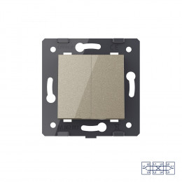 Двухклавишный перекрестный механический выключатель Livolo, цвет шампань (механизм), VL-C7-K2SS-16