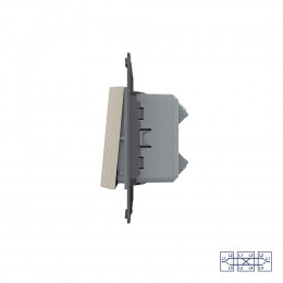 Двухклавишный перекрестный механический выключатель Livolo, цвет шампань (механизм), VL-C7-K2SS-16