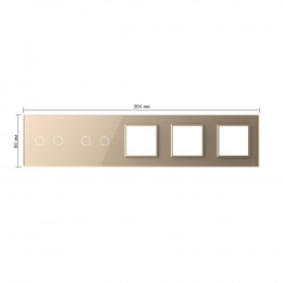 Панель для 2-х сенсорных выключателей и 3-х розеток Livolo, 4 клавиши (2+2), цвет золотой, стекло