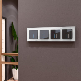 Рамка из стекла на 4 поста Favorit белый матовый