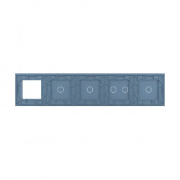 Панель для 4-х сенсорных выключателей и розетки Livolo, 5 клавиш (1+2+1+1), цвет синий, стекло