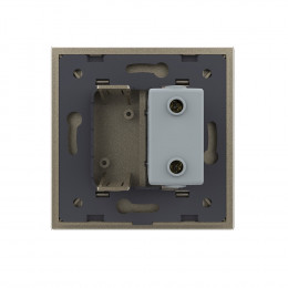 Розетка с одним USB type-A, блоком питания 5В 2.1А Livolo, 1 пост, цвет шампань