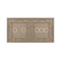 Панель для двух сенсорных выключателей Livolo, 5 клавиш (3+2), цвет золотой, стекло