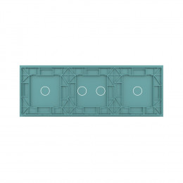 Панель для трех сенсорных выключателей Livolo, 4 клавиши (1+2+1), цвет зеленый, стекло