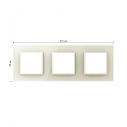 Рамка для розетки Livolo 3 поста, цвет жемчужный, стекло