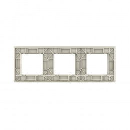 Рамка для розетки Livolo 3 поста, цвет жемчужный, стекло