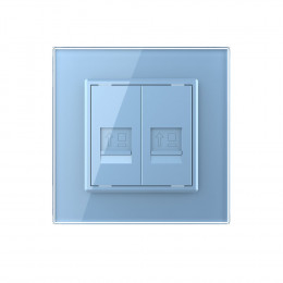 Розетка интернет двойная RJ-45 кат.6 Livolo, 1 пост, цвет синий