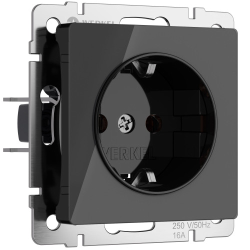 Купить Розетка с заземлением (черный акрил) Werkel W1171048 в rum24.ru