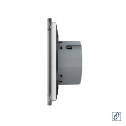 Сенсорный выключатель для жалюзи Livolo 2 клавиши 1 модуль Серый VL-C702W-15