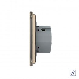 Сенсорный выключатель для жалюзи Livolo 2 клавиши 1 модуль Золотой VL-C702W-13