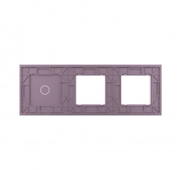 Панель для двух розеток и сенсорного выключателя Livolo, 1 клавиша, цвет розовый, стекло