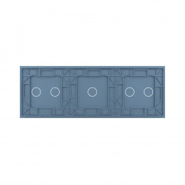 Панель для трех сенсорных выключателей Livolo, 5 клавиш (2+1+2), цвет синий, стекло