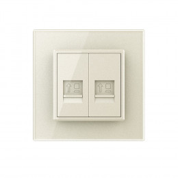 Розетка интернет двойная RJ-45 кат.6 Livolo, 1 пост, цвет жемчужный