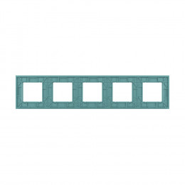 Рамка для розетки Livolo 5 постов, цвет зеленый, стекло