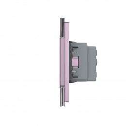 Сенсорный выключатель Livolo 2 клавиши (1-1) с розеткой Livolo, 3 поста, цвет розовый