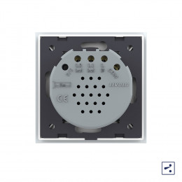 Двухклавишный проходной/перекрестный сенсорный выключатель Livolo Quadro, 1 пост, цвет белый