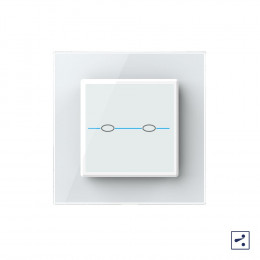 Двухклавишный проходной/перекрестный сенсорный выключатель Livolo Quadro, 1 пост, цвет белый