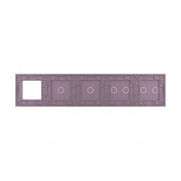 Панель для 4-х сенсорных выключателей и розетки Livolo, 6 клавиш (2+2+1+1), цвет розовый, стекло