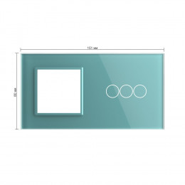 Панель для розетки и трехклавишного сенсорного выключателя Livolo, цвет зеленый, стекло