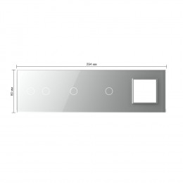 Панель для 3-х сенсорных выключателей и розетки Livolo, 4 клавиши (2+1+1), цвет серый, стекло