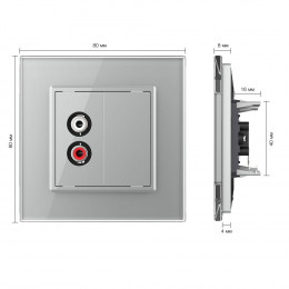 Розетка мультимедийная AUDIO RCA LIVOLO серая VL-C791AD-15