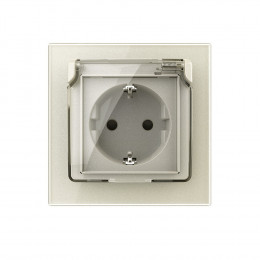 Розетка электрическая 16A с водонепроницаемой крышкой Livolo, 1 пост, цвет жемчужный