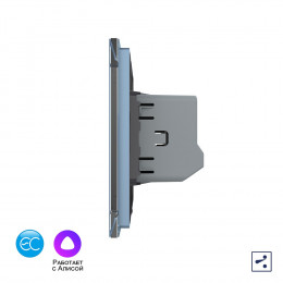 Двухклавишный проходной умный сенсорный выключатель Livolo EC, 1 пост, цвет синий VL-C702SZ2-19