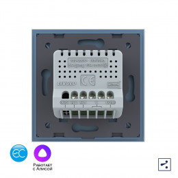 Двухклавишный проходной умный сенсорный выключатель Livolo EC, 1 пост, цвет синий VL-C702SZ2-19