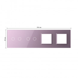 Панель для 2-х сенсорных выключателей и 2-х розеток Livolo, 4 клавиши (2+2), цвет розовый, стекло