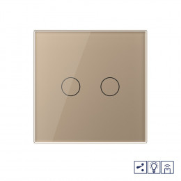 Двухклавишный проходной/перекрестный сенсорный диммер Livolo с функцией радиоуправления, 1 пост, цвет золотой