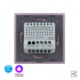 Одноклавишный проходной умный сенсорный выключатель Livolo EC, 1 пост, цвет розовый VL-C701SZ2-17