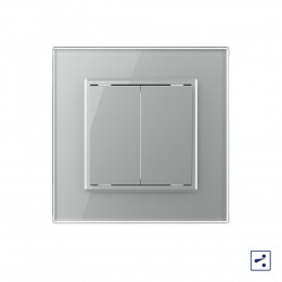 Механический проходной выключатель Livolo 2 клавиши Серый