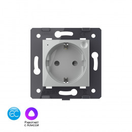Розетка электрическая с заземлением защитными шторками 16A Livolo EC, цвет серый (механизм)