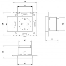 Розетка электрическая с заземлением защитными шторками 16A Livolo EC, цвет серый (механизм)
