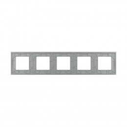 Рамка для розетки Livolo 5 постов, цвет серый, стекло