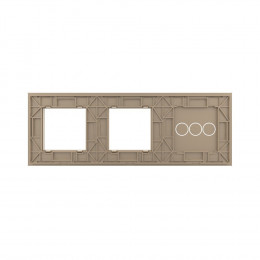 Панель для трехклавишного сенсорного выключателя и двух розеток Livolo, цвет золотой, стекло